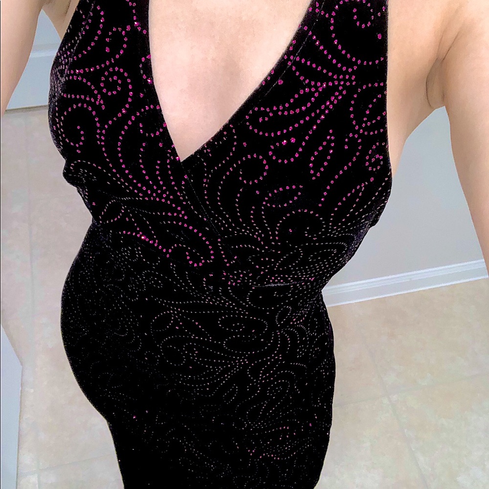 XS Morgan and Co 90s Prom Queen Halter Gown